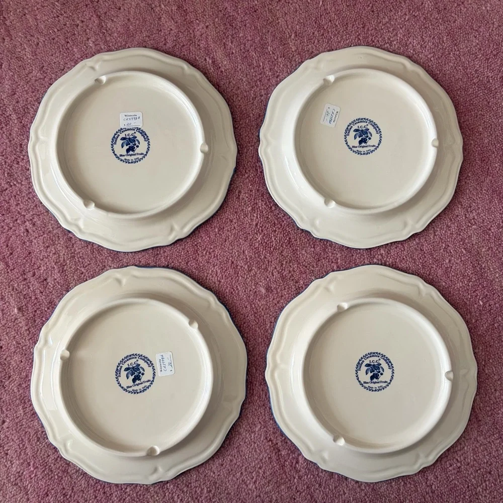 Italian Ceramics Company Blue Original Fruits Wall Plates Made in Italy